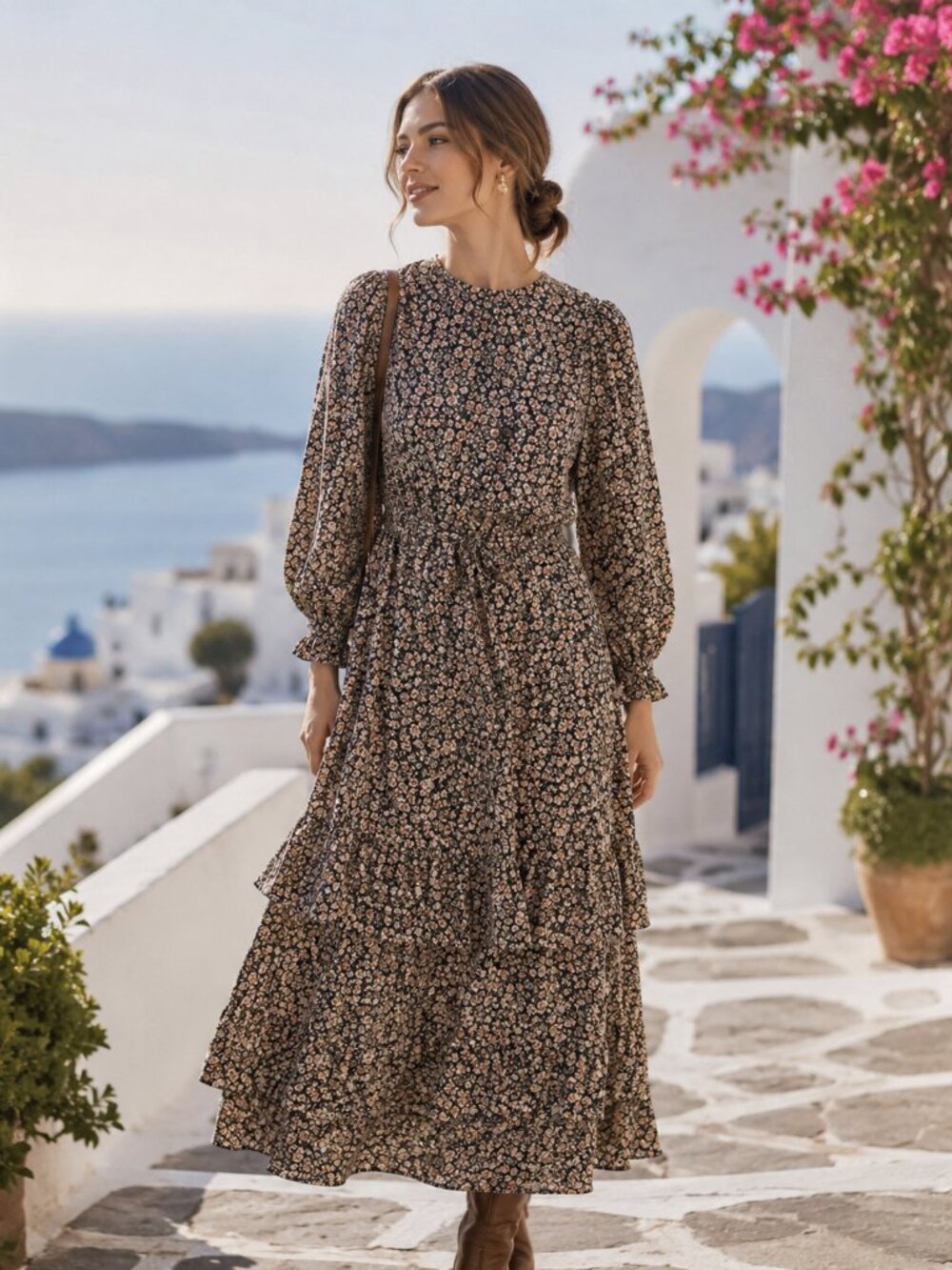 Boden Rope Petal Bloom Tiered Multi Ruffle Floral Cottagecore Maxi Dress